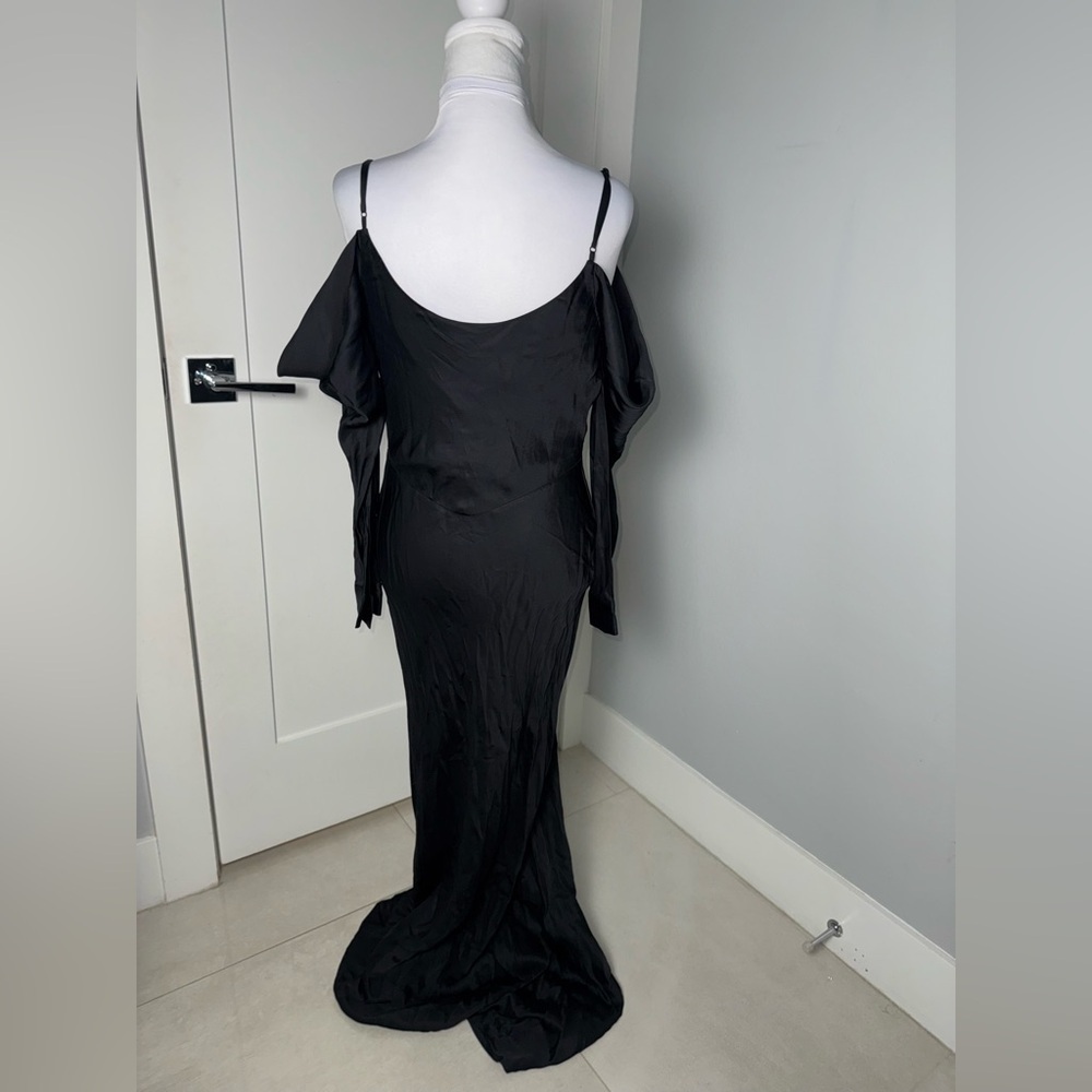 L’agence Black Long Sleeve Silk Off-The-Shoulder Juniper Dress/Size 2 - Picture 6 of 10